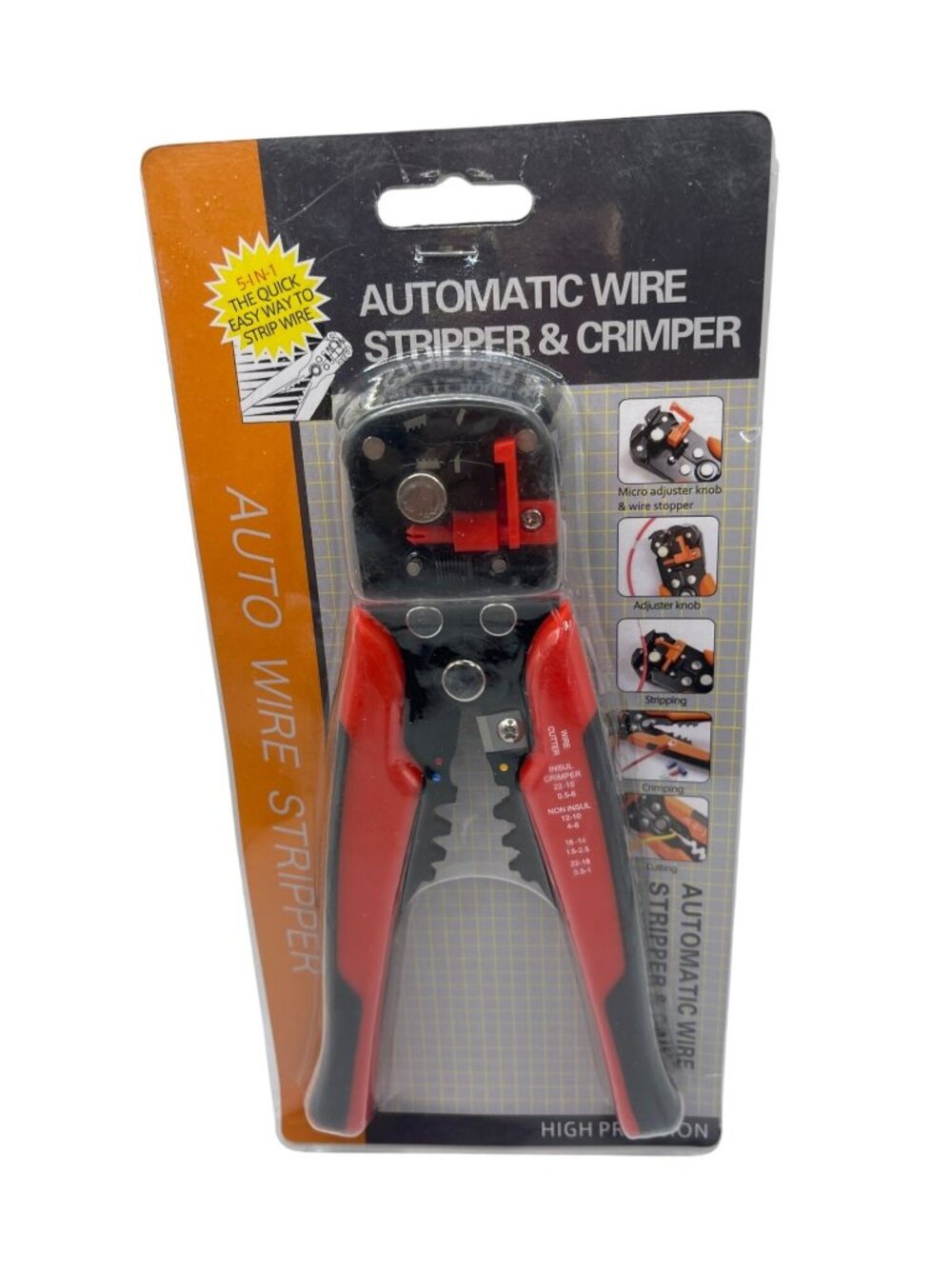 Automatic Wire Stripper & Crimper High Precision Tool W/ Adjustable Swivel Knob